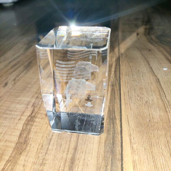 Bald Eagle With American Flag Small Glass Paper We - Picture 1 of 7